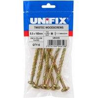 Unifix Twistec Woodscrews Csk Head Zyp Tx40 8.0 x 160mm Pack of 6 in Gold