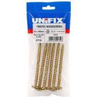 Unifix Twistec Woodscrews Csk Head Zyp Tx40 8.0 x 240mm - UBTTS08240 in Gold