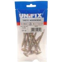 Unifix Twistec Woodscrews Flange Head ZYP TX40 8.0 x 80mm Pack of 10 in Gold