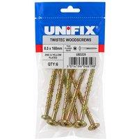 Unifix Twistec Woodscrews Flange Head Zyp Tx40 - 8.0 x 160mm in Gold