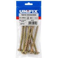 Unifix Twistec Woodscrews Flange Head ZYP TX40 8.0 x 200mm in Gold
