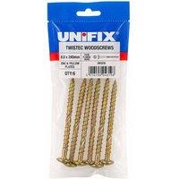 Unifix Twistec Woodscrews Flange Head Zyp Tx40 8.0 x 240mm in Gold