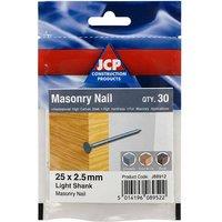 JCP CONSTRUCTION PRODUCTS Masonry Nails Light Shank 25 x 2.5mm - Bag of 30 - Box of 150 in Silver