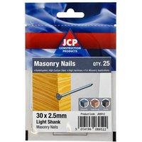 JCP CONSTRUCTION PRODUCTS Masonry Nails Light Shank 30 x 2.5mm - Bag of 25 - Box of 125 in Silver