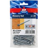 JCP CONSTRUCTION PRODUCTS Masonry Nails Light Shank 40 x 2.5mm pack of 20 - Box of 100 in Silver