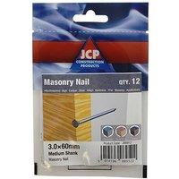 JCP CONSTRUCTION PRODUCTS Masonry Nails Medium Shank 60 x 3.0mm Pack of 12- Box of 60 in Silver