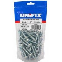 Unifix Coach Screws Hexagon Head DIN 571 BZP M8 x 60 - Box of 300 in Silver