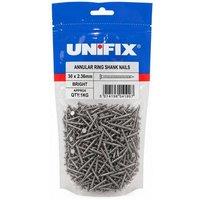 Unifix Bright Annular Ring Shank Nails 30 x 2.36mm 1kg - Box of 5 in Silver