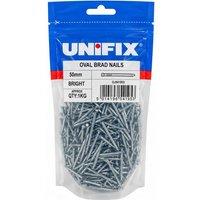 Unifix Bright Oval Brad Nails 50mm - 1kg - Box of 5 in Silver