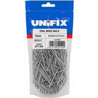 Unifix Bright Oval Brad Nails 75mm 1kg - Box of 5 in Silver