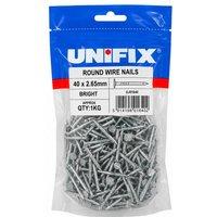 Unifix Bright Round Wire Nails 40 x 2.65mm 1kg bag - Box of 5 in Silver