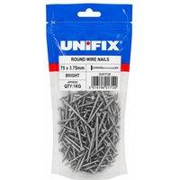 Unifix Bright Round Wire Nails 75 x 3.75mm - Box of 5 in Silver