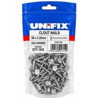 Unifix Galv Clout Nails 50 x 3.35mm 1kg Bag - Box of 5 in Silver
