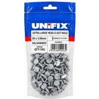 Unifix Galv Extra Large Head Clout Nails 30 x 3.00mm - Box of 5 in Silver