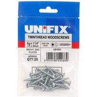 Unifix Twinthread Woodscrews Pozi Csk Head Bzp Ce - 6G X 2 (3.5 X in Silver