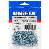 Unifix Twinthread Woodscrews Pozi Csk Head BZP CE - 7G x 1 (3.9 x 25mm) in Silver