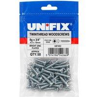 Unifix Twinthread Woodscrews Pozi Csk Head Bzp Ce - 8G X 3/4 (4.0 X 19mm) in Silver