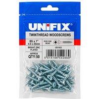 Unifix Twinthread Woodscrews Pozi Csk Head Bzp Ce - 8G X 1 (4.0 X in Silver