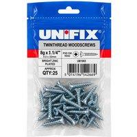 Unifix Twinthread Woodscrews Pozi Csk Head Bzp Ce - 8G X 1.1/4" (4.0 X in Silver