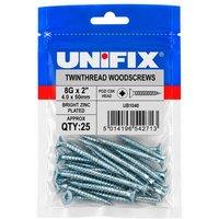Unifix Twinthread Woodscrews Pozi Csk Head Bzp Ce - 8G X 2" (4.0 X 50mm) in Silver