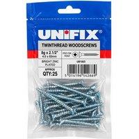 Unifix Twinthread Woodscrews Pozi Csk Head BZP CE - 8G x 2.1/2" (4.0 x 65mm) in Silver