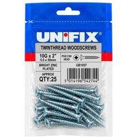 Unifix Twinthread Woodscrews Pozi Csk Head Bzp Ce - 10G X 2" (5.0 X in Silver