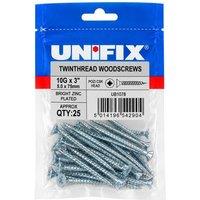 Unifix Twinthread Woodscrews Pozi Csk Head Bzp Ce - 10G X 3" (5.0 X 75mm) in Silver