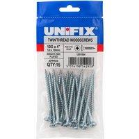 Unifix Twinthread Woodscrews Pozi Csk Head Bzp Ce - 10G X 4" (5.0 X 100mm) in Silver