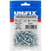 Unifix Twinthread Woodscrews Pozi Csk Head Bzp Ce - 12G X 1.1/2" (5.5 in Silver