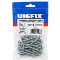 Unifix Twinthread Woodscrews Pozi Csk Head Bzp Ce - 12G X 2" (5.5 X50mm) in Silver