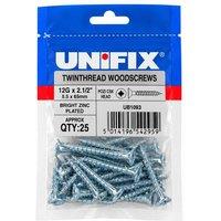 Unifix Twinthread Woodscrews Pozi Csk Head Bzp Ce - 12G X 2.1/2" (5.5 in Silver