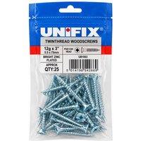 Unifix Twinthread Woodscrews Pozi Csk Head Bzp Ce - 12G X 3" (5.5 X in Silver