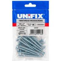 Unifix Twinthread Woodscrews Pozi Csk Head Bzp Ce - 12G X 4" (5.5 X in Silver