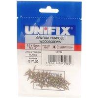 Unifix General Purpose Chippy Woodscrews Pozi Csk Head Zyp Ce - 3.0 x in Gold