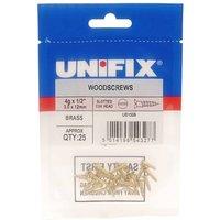 Unifix Brass Slotted CSK Woodscrews 8G x 3/4" (4.0 x 20mm) Box of 125 in Gold
