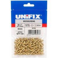 Unifix Brass Slotted CSK Woodscrews 8G x 1" (4.0 x 25mm) Box of 125 in Gold