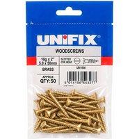 Unifix Brass Slotted CSKWoodscrews 10G x 2" (5.0 x 50mm) Box of 50 in Gold