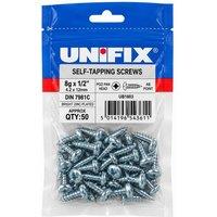 Unifix Self-Tapping Screws Pozi Pan Head AB DIN 7981C BZP - 8G x 1/2" in Silver