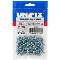 Unifix Self-Tapping Screws Pozi Pan Head AB DIN 7981C BZP - 8G x 1" in Silver