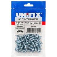 Unifix Self-Tapping Screws Pozi Pan Head AB DIN 7981C BZP - 10G x 3/4" in Silver