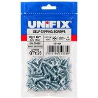 Unifix Self-Tapping Screws Pozi Csk Head BZP - 8G x (4.2 X 12mm) in Silver