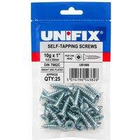 Unifix Self-Tapping Screws Pozi Csk Head DIN 7982C BZP - 10G x 1(4.48x 25mm) in Silver