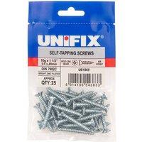 Unifix Self-Tapping Screws Pozi Csk Head AB DIN 7982C BZP - 10G x 1 in Silver