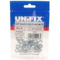 Unifix Grade 4.8 Cup Square Hex Bolts & Nuts Bag of 10 - Box of 50 in Silver