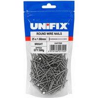 Unifix Bright Round Wire Nails 25 x 1.80mm - Box of 5 in Silver