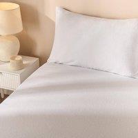 OHS Essential Brushed Cotton Soft Fitted Bed Sheet in White | Size: King Fitted