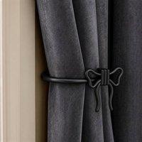 OHS 2 Pack Bow Finials Curtain Holdbacks Metal Tiebacks in Black