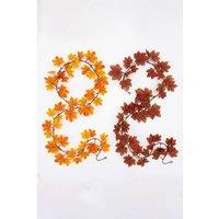 Homescapes Artificial Autumn Maple Garland, Set of 2, 190cm in Orange
