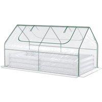OUTSUNNY Raised Garden Bed Planter Box with Greenhouse, Large Window in Clear