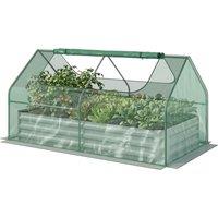 OUTSUNNY Raised Garden Bed Planter Box with Greenhouse, Large Window in Green